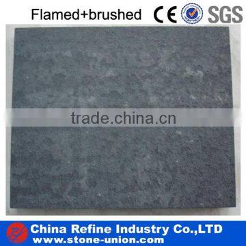 zhangpu black basalt flamed+brushed tile&slab