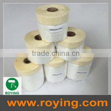 Pre-taped masking film/protective spray plastic film