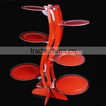 wood grain rotating jewelry display stand/pendant floor wood jewelry display/acrylic floor stand showcase for jewelry