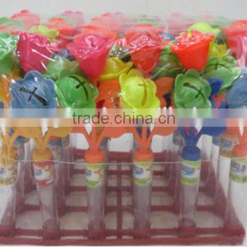 Rattles flower whistle toy with candy