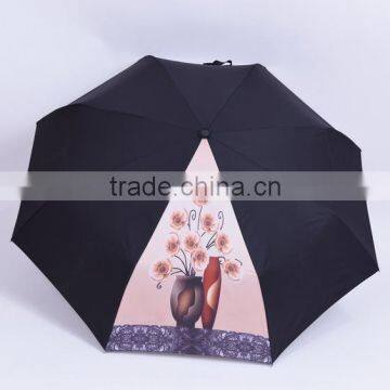 Fancy full note printing auto open and closed 3 fold umbrella