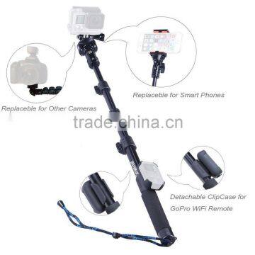 gopros pole by selfie sticks wired monopod with WiFiRemote ClipCase for gopros hd heros camera