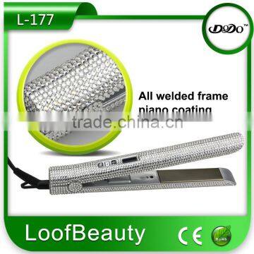 Bling Crystal Hair Straightener 1 Inch 100% Titanium Heating Plate Welded Frame, Piano Coating photo-3