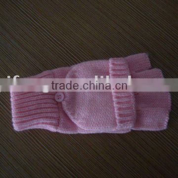 knitting gloves half finger pink