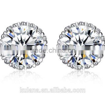 EZ-22 Crystal Micro Paving Jewelry Brass Material Rhodium Plated Round Large CZ Crystal Earrings