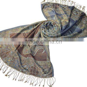 60/40 Silk Wool Jamavar long length size 70x200 cms winter wear scarf for women