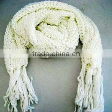 fashion lady acrylic/ iceland yarn knitted scarf with Silver Yarn