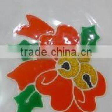 PVC Flower Christmas Window Sticker,Christmas Decoration