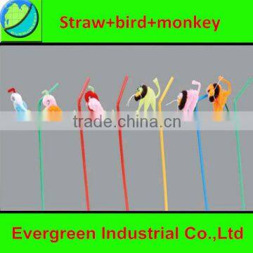 flexible drinking straws(straw+bird +monkey)