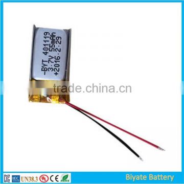 Newest cheapest 55mAh 3.7V Li-polmer battery small 401119