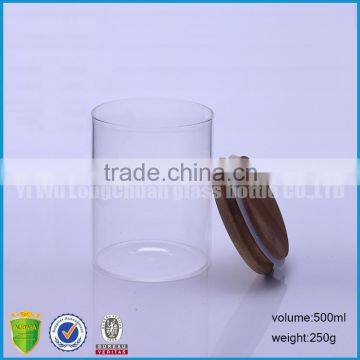 15oz/450ml Clear Straight Sided Wide Mouth Glass Storage Jars Bottles With Wooden Lid