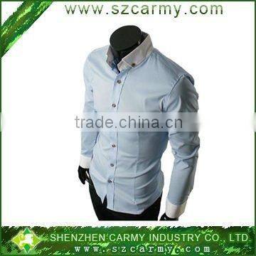 100% cotton slim fit contrast button down collar business solid shirt with long sleeves