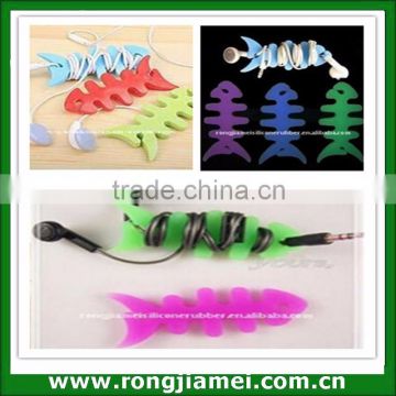 High Quality silicone fish Bones Cable headphone cable wrap winder