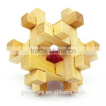 2015 Hot Sale Wooden IQ Intelligent Puzzle Magic Puzzle Kongming Lock Brain Teaser Model Number GAD1112