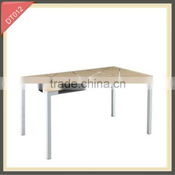 modern iron metal high gloss tempered glass dining table set