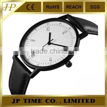 VAGES Brand Vintage Watch for Men Women Leather Black White ultra thin watch