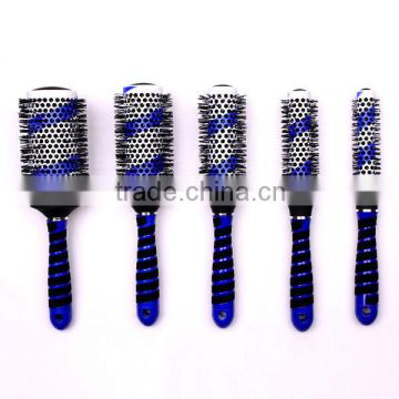 Ceramic ionic round hair brush with rubber handle