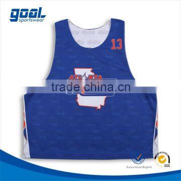 Sublimated Profesional New Design Boys Reversible Custom Lacrosse Pinny Tops photo-3