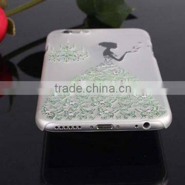 Embossed Printing Colorful Painting Case Ultra Thin Slim Case for IPhone 6 With Bling Diamond photo-2