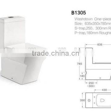 One Piece Washdown Wall Back Toilet Price Foshan Sanitary Ware Toilet Commode B1305 photo-2