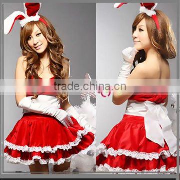 Cute Bunny Installed Red Christmas/Christmas Cutie Girl's Costume Dress