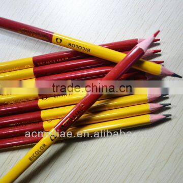 7" triangular shape high quality 3.0mm red and graphite lead duo colored pencil