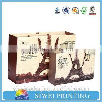 2015 custom paper single luxury colorful printing white kraft paper gift bag