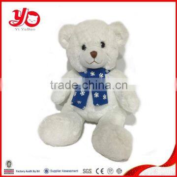 2015 High quality custom plush white bear with scarf