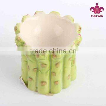 Asparagus design ceramic panited egg holder,egg cup for table decoration