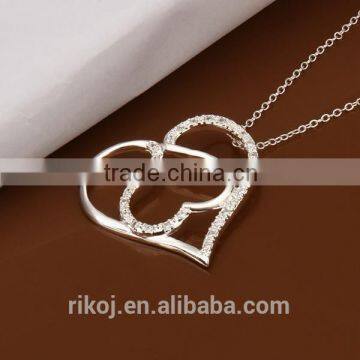 Wholesale pure Silver plated best friend heart pendant