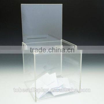 beautiful clear acrylic suggestion box,acrylic donation box,charity collection box with header