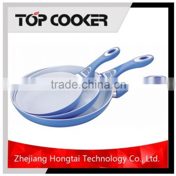 Blue color aluminum forged ceramic coating fry pan set