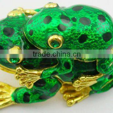 metal alloy enamel double frog jewelry box with magnet closure,good quality and various designs,pass SGS factory audit