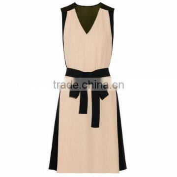 New Design Unique Chiffon Dress for Ladies ,girl's Elegant v-neck dress,Bowknot is lace-up dress, women's Casual dress