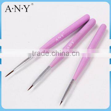 ANY Nail Art Painting and Drawing Wood Handle DIfferent Size 3PCS Nail Brush Set