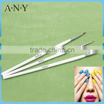 ANY Nail Drawing Beauty Design Cheap Wood Handle 3PCS Nail Paint Brush Set