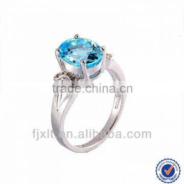 Promotion Sale Simple Design 925 Sterling Silver Blue Topaz Ring