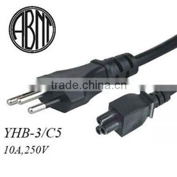 Uruguay power cord with IEC C15 female ends