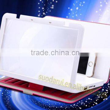 Factory Price Mobile Phone Leather Screen Amplifier For Smartphone Book Stand Foldable 3D Screen Magnifier