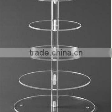 Round 5 Tiers Clear plexiglass wedding cake display stand acrylic cake showcase acrylic cake display