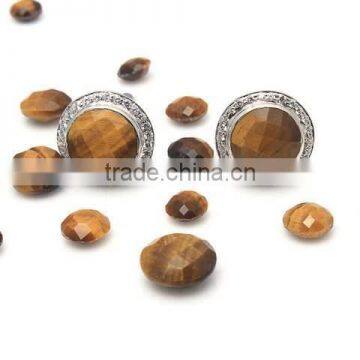 Tiger Eye and Zircon gemstone Men's Cufflinks