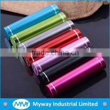 high quality metal round tube battery charger / mobile power bank 2600mah / portable power supply for cellphone