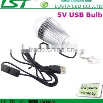 Portable DC 5V USB LED Lamp with Switch for Camping Hiking Emergency USB LED Light Bulb
