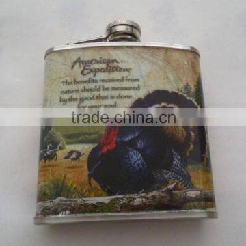 6oz laser bonding hip flask with water-tranfer printing