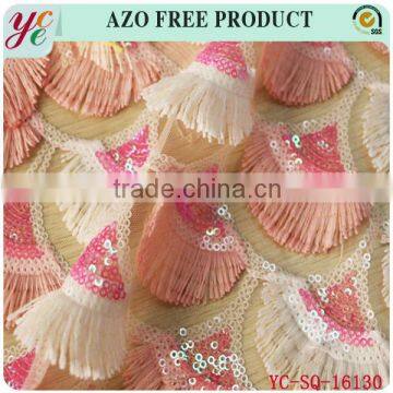 New Multi Color Fan Blade Type Net Sequin Fabric for Dancing photo-5