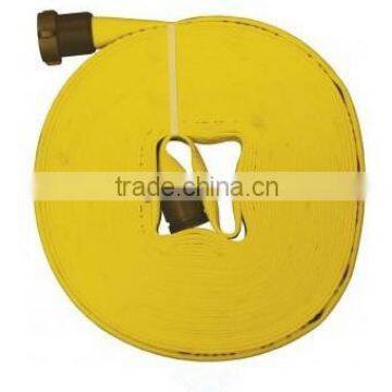 yellow canvas fire hose