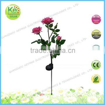 LED solar triple rose stake light