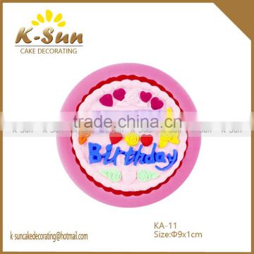 K-sun cake decorative tools happy birthday round Silicone mold reposteria