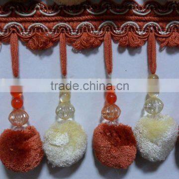 Pompon fringe ,Curtain tassel Fringing with Beautiful Trim for curtain