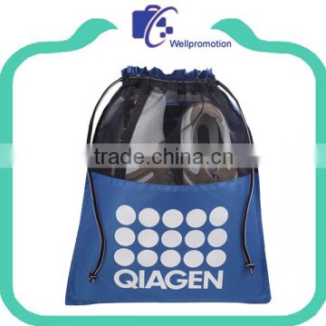 Mesh polyester foldable drawstring shoe bag